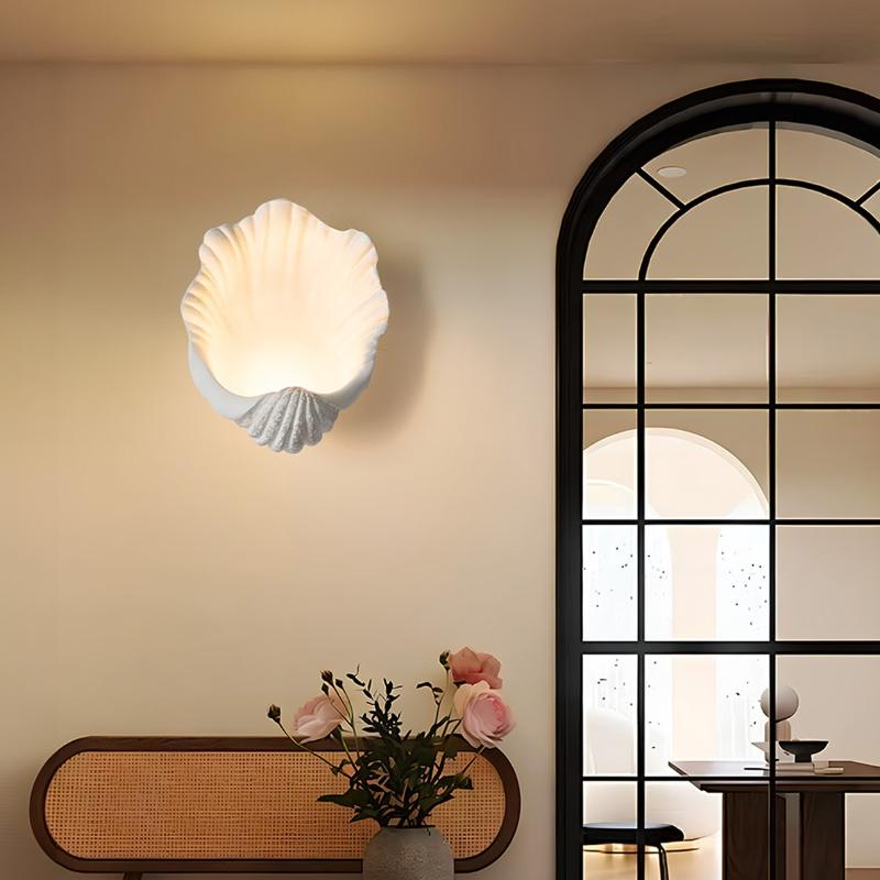 Retro Shell Wall Lamp Led Art Bedside Wall Lights Aesthetic Design Elegant Night Lamp Indoor Home Mood Lighting Decoration