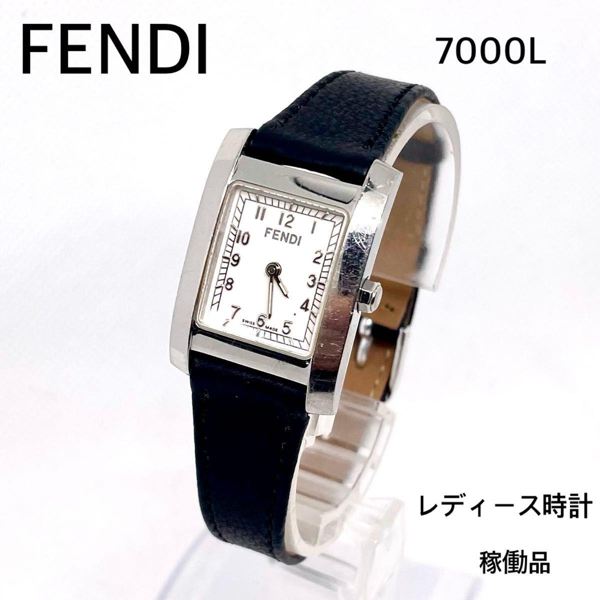 Used FENDI 7000L Ladies Watch Square Face Working Item New Battery Replaced External Brand New Belt Replaced