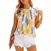 Women's sleeveless round neck colorful printed chiffon shirt