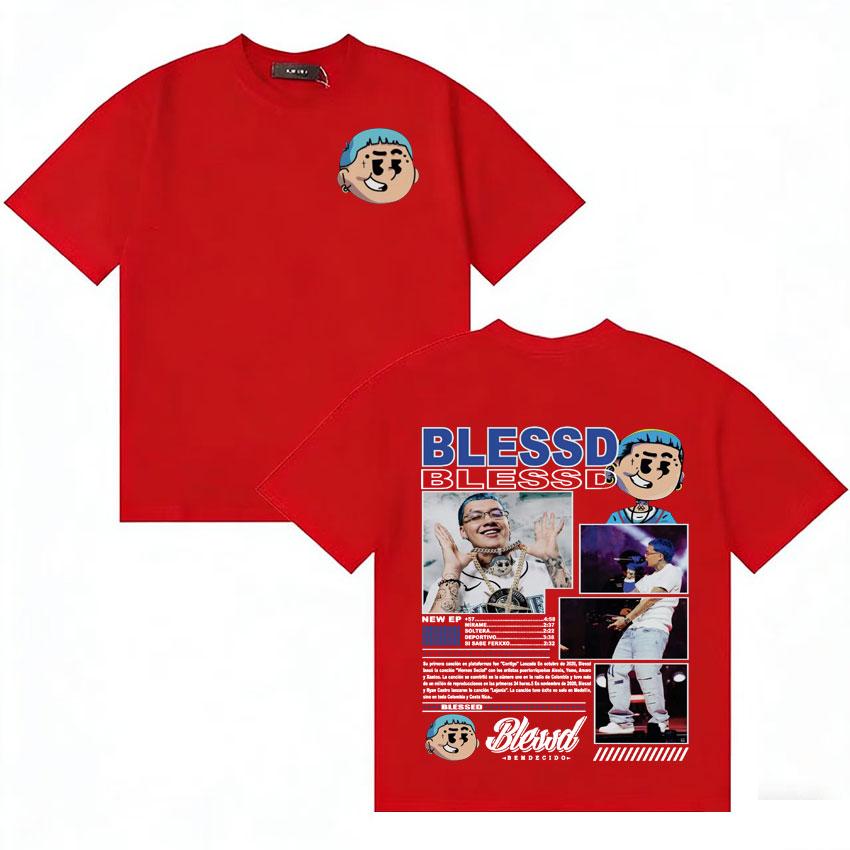 

HOT Rapper BLESSD BENDECIDO Tour 2025 Merch Harajuku Graphic Short Sleeve Tee Shirts Unisex Women Fashion Cotton Oversized Tshirt S