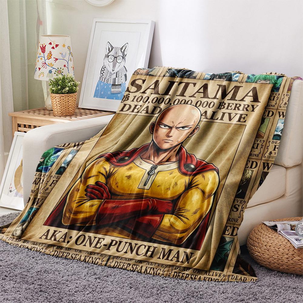 1PC Onepunch Man Patterned Flannel Blanket Suitable For All Seasons For Home Decor Warmth And Comfort Gifts Holiday Present