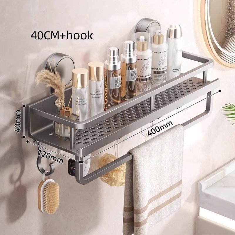 Suction Cup Mount Bathroom Shelf Multifunctional No Drill Hanging Bath Room Basket Household Shampoo Storage Rack Tray