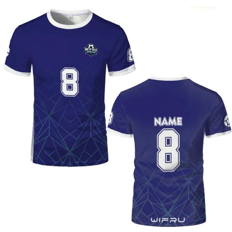 T-shirt da Calcio 3D Stampata Geometrica Traspirante ad Asciugatura Rapida per Allenamento all'Aperto Maglia WIFRU Girocollo Manica Corta Personalizzabile