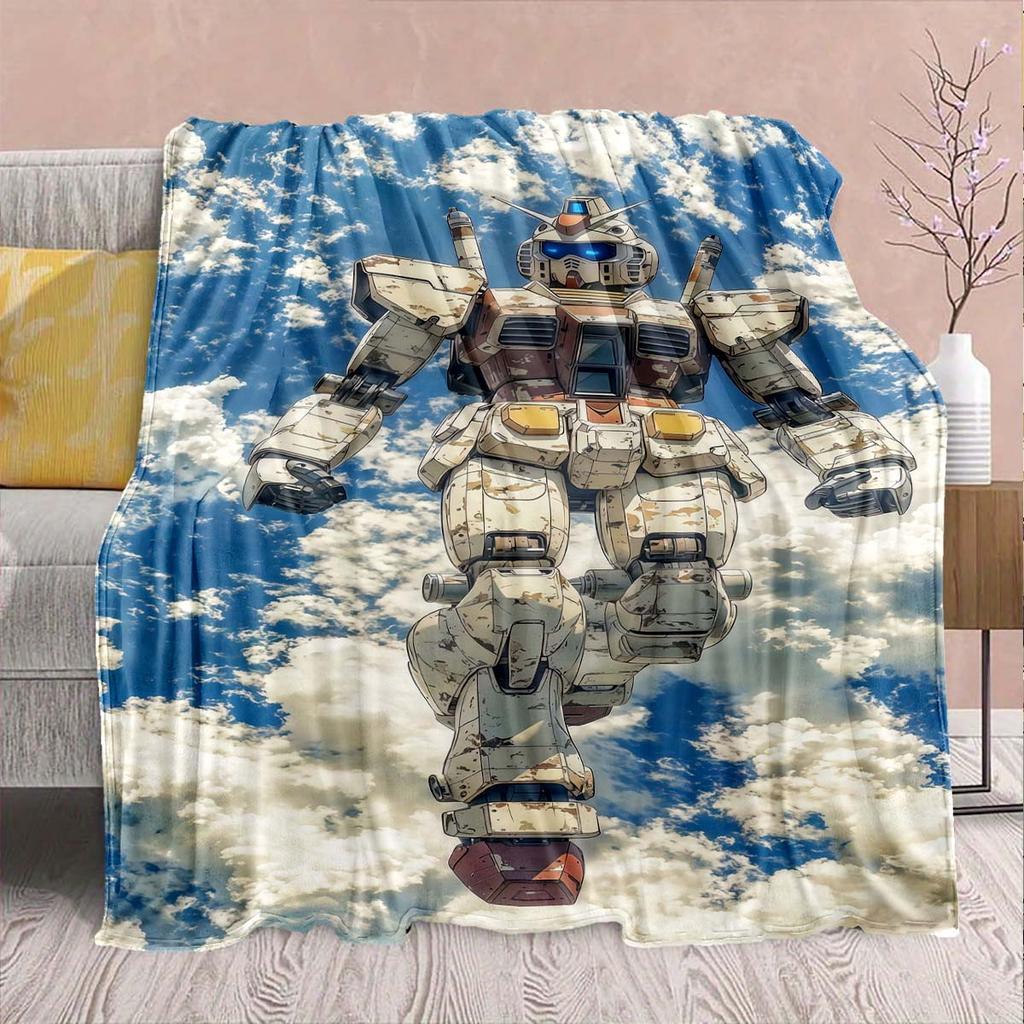 Gundam Anime Flannel Blanket - Soft Warm Perfect for Sofa, Bedding Camping Travel Office Home Decor -QJY