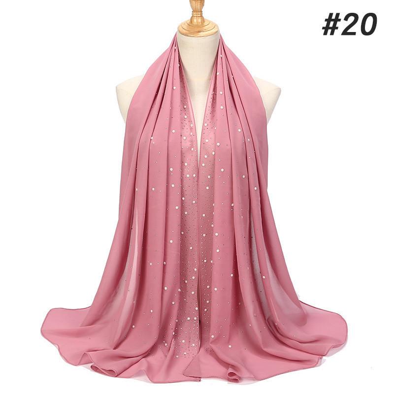women plain bubble pearl chiffon scarf Head hijab wrap solid shawls headband foulard femme muslim hijabs stores