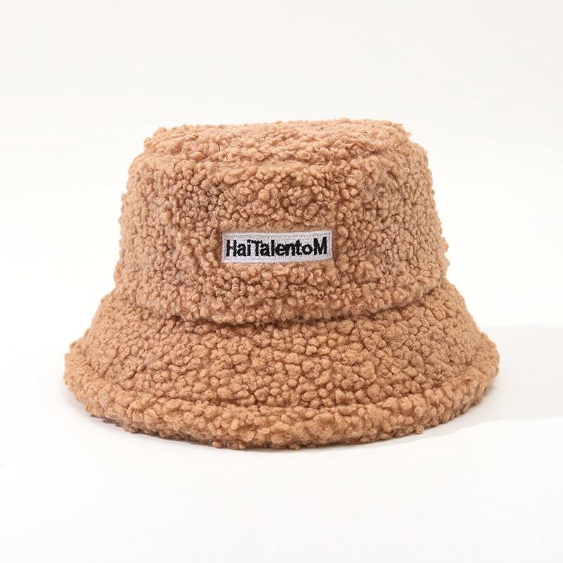 Hat Autumn and Winter Bucket Hat Lamb Wool Women Autumn and Winter Thickened Warm Plush Basin Hat