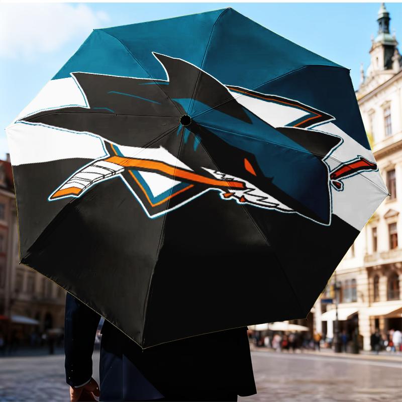 San-Jose Sharks Hockey Umbrella Folding umbrella, automatic umbrella 8-Frame for Travel, camping Use Gift for Halloween Christmas