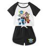 Kids' Color Block Summer Sports Set: Short-Sleeve T-Shirt & Hot Pants.