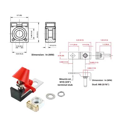 30A-300A Battery Terminal Mount Mrbf Fuse Block Kit 58V With Single Stud 5/16" Marine Rated Battery Fuse For Boat Truck Rv