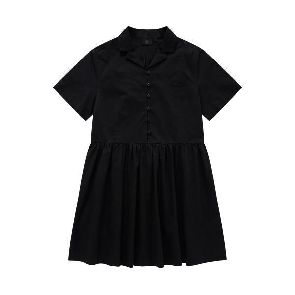Covernat Ss26 Polo Neck Solid Color Soft Loose Comfortable Fashion Summer Short Sleeve Dress Women dress CO2601OP71BK