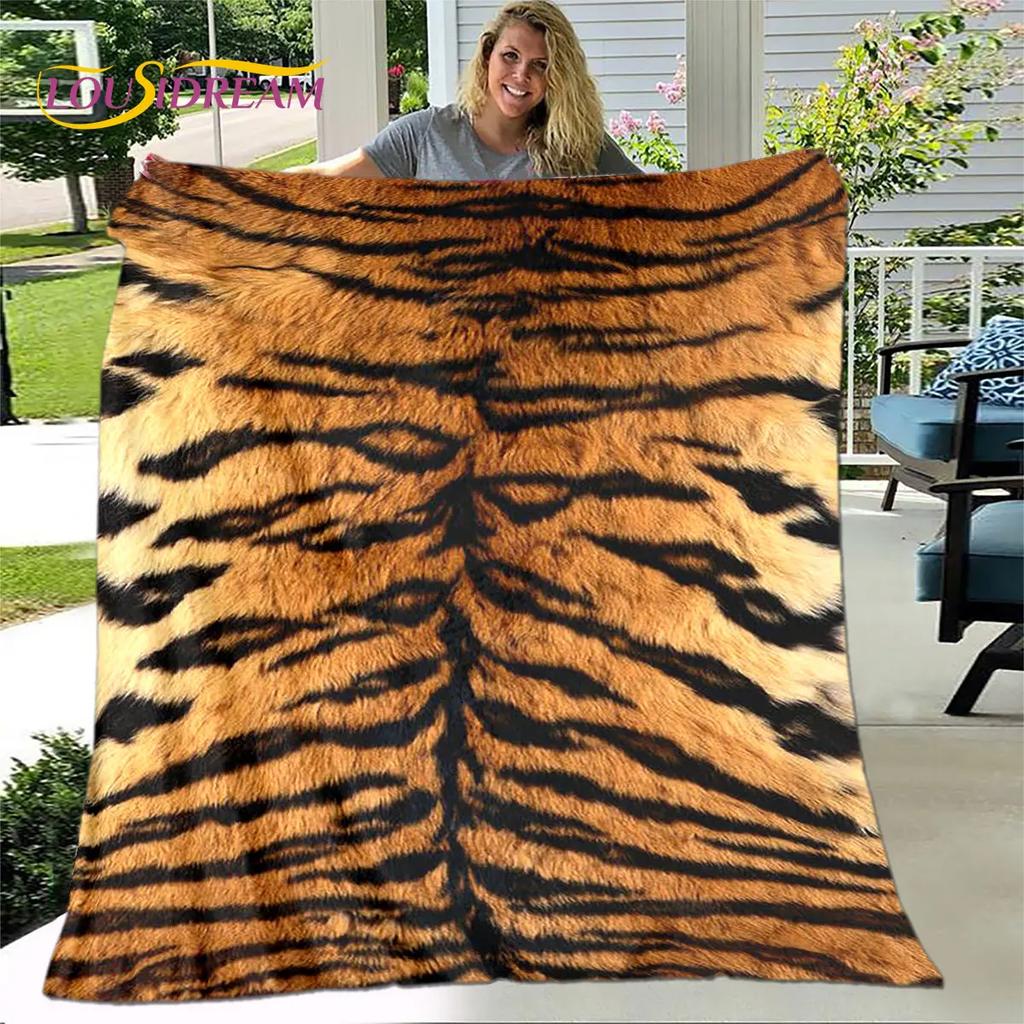 Tiger Print Pattern Beast Blanket,Flannel Blanket Throw Blanket,Child Warm Blanket for Home Living Room Bedroom Beds Sofa Picnic