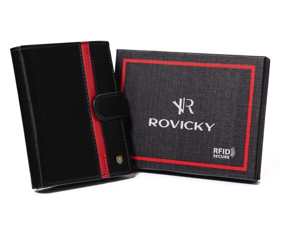 Elegant men's leather wallet with red accent - Rovicky