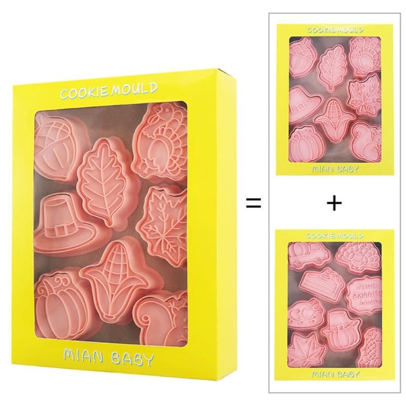 Set of 16 Thanksgiving Themed Cookie Cutters Plastic Material Biscuit Moulds Cookie Cutters Cookie Baking Accessories