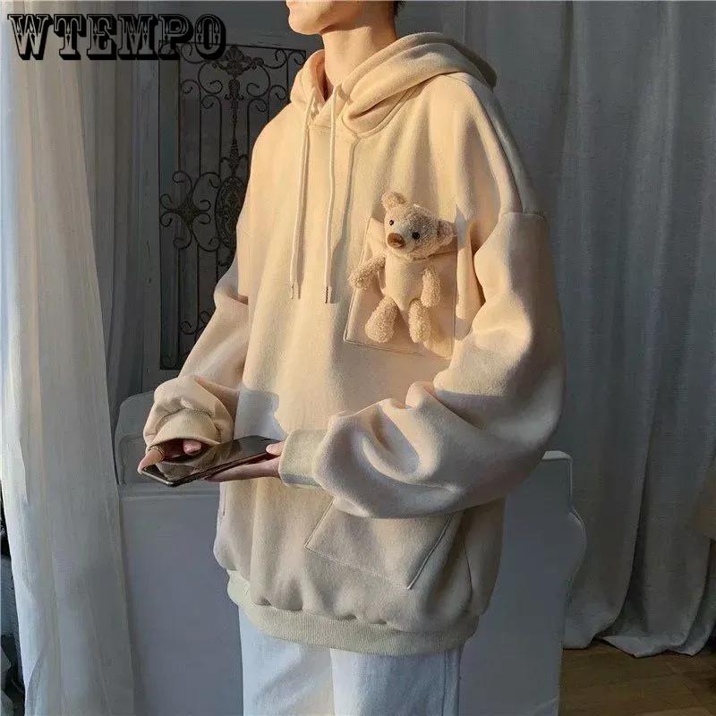 Autumn Design Top Coat Sweatshirts Loose Personality Hooded Send Cute Bear Sweater Men