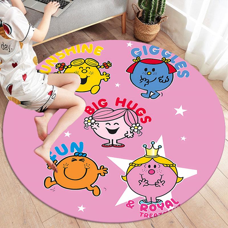 LittleMissMr Round Area Rug,Carpet Rug for Living Room Bedroom Sofa Playroom Decor,Non-slip Floor Mat