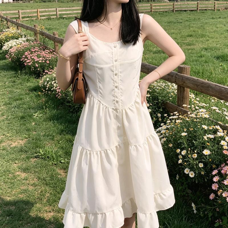 French temperament dopamine sweet wind sleeveless suspender dress women's new seaside vacation beautiful skirt