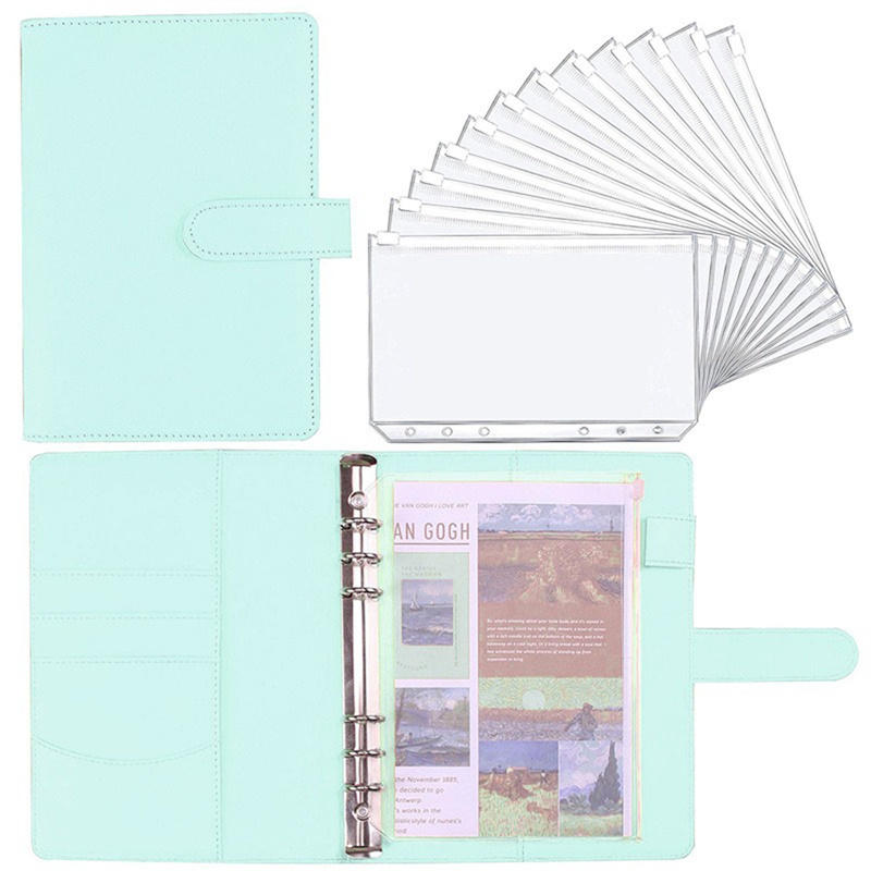 Raccoglitore economico A6 con 12 buste per contanti, raccoglitore per notebook in pelle PU colorata con 12 tasche per raccoglitore A6
