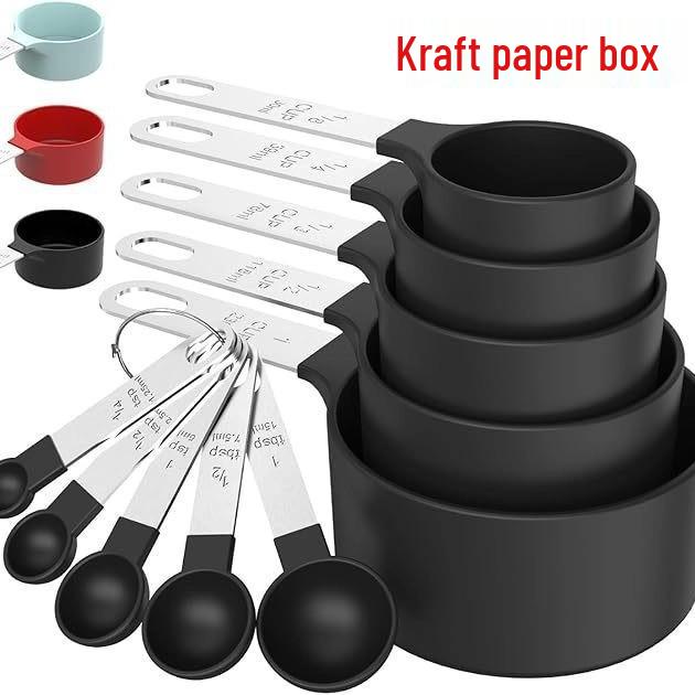 10-Piece Stainless Steel & Plastic Measuring Cups and Spoons Set - Essential Baking Utensils for Cake and Bread