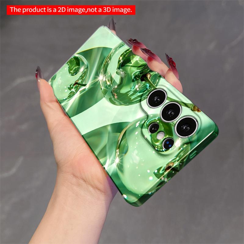 2DFlat Samsung phone case Glossy Green Cherries Applicable to Galaxy S23 S24 S25ULTRA S26 A12 A14 A15 A16 A54 A55
