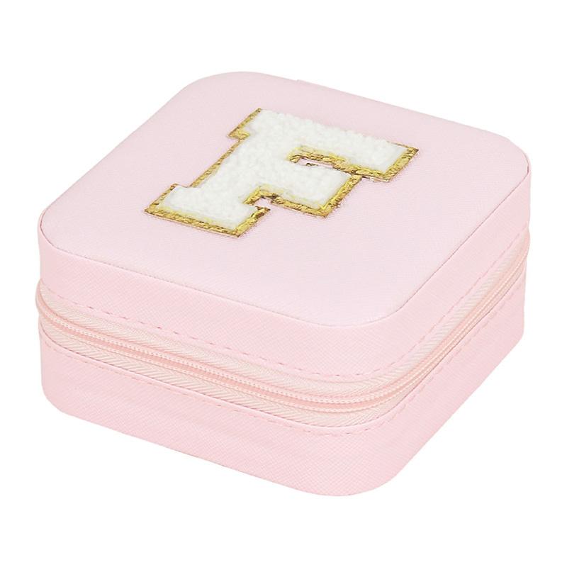 1PC Personalized Portable Jewelry Box for Women Girls Jewelry Case Small Jewelry Storage Pink Initial Letter