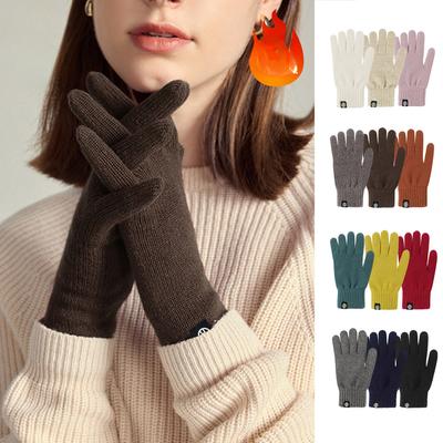 Winter Warme Handschuhe für Damen Kältefest Spontane Erwärmung Gestrickte Handschuhe aus deutschem Samt für Studenten Einfarbig Erwachsene Offene Touchscreen-Handschuhe