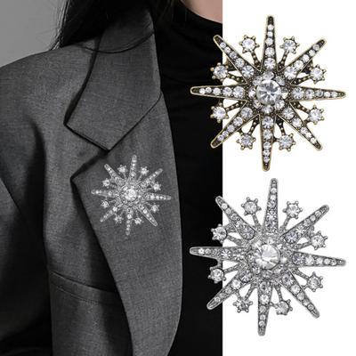 Retro Alaşım Sekiz köşeli Köpüklü Sahte Elmas Kaplı Takı Parçası Giyim Aksesuarları Broş Kadınlar için