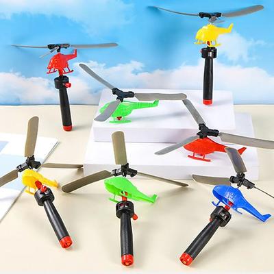 3 Stück Kinder Griff Bambuslibelle Zugseil Ziehdraht Griff Zugleine Hubschrauber Outdoor-Sportarten Kraft Hubschrauber Flugzeug Spielzeug