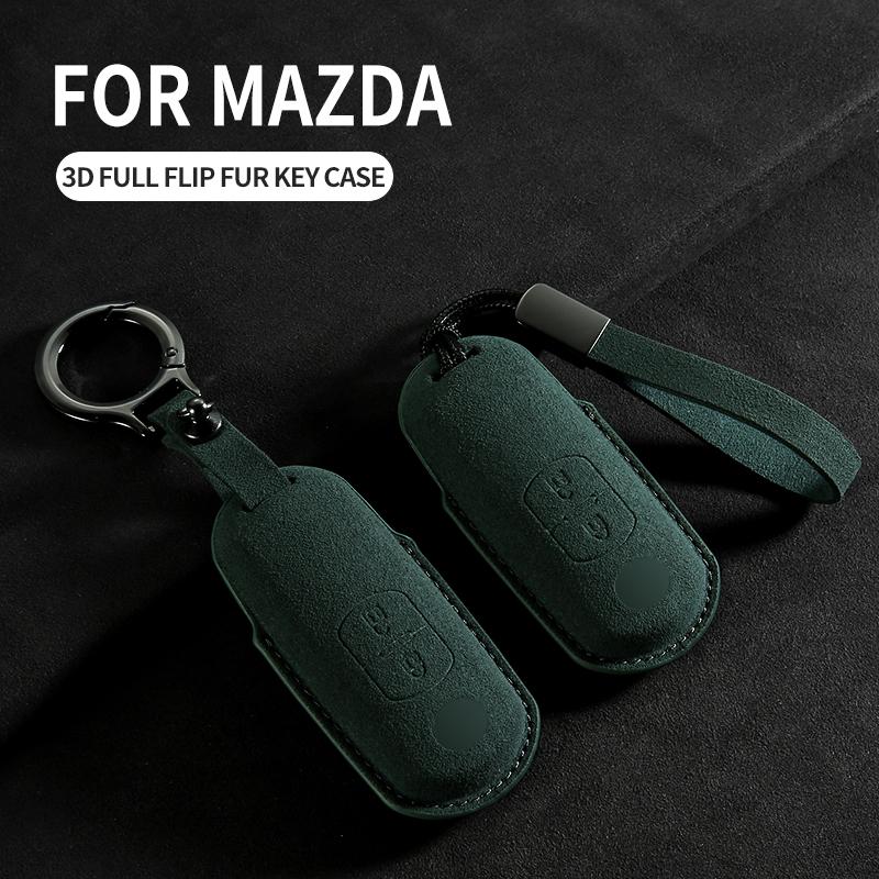 Interior Mouldings 2/3 Buttons Suede Car Remote Key Case Cover Shell For Mazda 2 3 6 Axela Atenza CX-5 CX5 CX-3 CX-7 CX8 CX-9 20