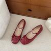 Bow Rhinestone Shallow Mouth Mary Jane Women's Shoes New with Skirt Inner Height Increase Ballet Shoes