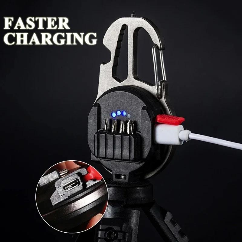 Multifunctional Mini LED Work Light Small Portable Flashlight Keychain Light COB Inspection Strong Magnetic Torch Outdoor Light