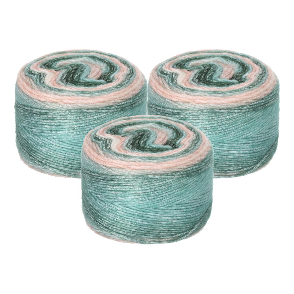 3Pcs Gradient Cake Cotton Yarns, Soft Rainbow Yarn Ball for Knitting and Crocheting Craft Project (300g X 3, 245M L Each) 100g