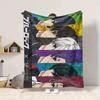 1Pc Colorful Anime Characters Flannel Blanket, Soft And Comfortable, Casual Warm, Camping Travel, Christmas, Halloween Xmas Gift S1697