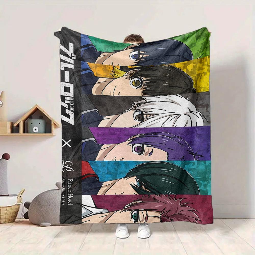 1Pc Colorful Anime Characters Flannel Blanket, Soft And Comfortable, Casual Warm, Camping Travel, Christmas, Halloween Xmas Gift S1697