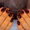 24Pcs Brown Smudge Leopard Print Short Almond Press On Nails Reusable Fake Nail Tips