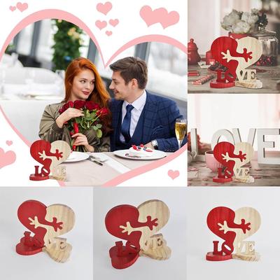 Charming Wooden Heart Ornament Romantic Love Themed Decor Piece Sweet Hugs Inspired Craft Ideal Romantic Gift for Couples