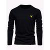 Men's 100% Pure Cotton Loose Fit Comfortable Casual Sports Eagle Pattern Printed Round Neck Long Sleeved T-shirt Top