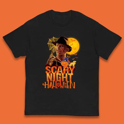 Scary Night Halloween Freddy Krueger Horror Movie Character Spooky Season Kids T Shirt