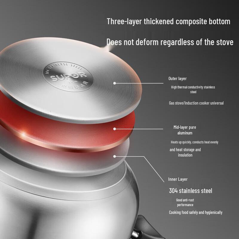 Supor 304 Stainless Steel Stockpot with Steamer