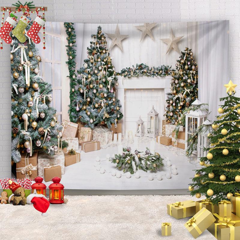 Customizable Christmas Backdrop Nordic-style Cross-border E-commerce Fireplace Tapestry Home Decor Photo Prop Hanging Cloth