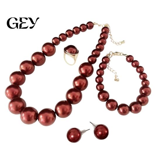 Faux Pearl Earrings Set 3Pcs/Set Imitation Pearls Jewelry Set, Adjustable Length Choker Necklace with Ear Studs Bridesmaid And Bracelet, for Weddings