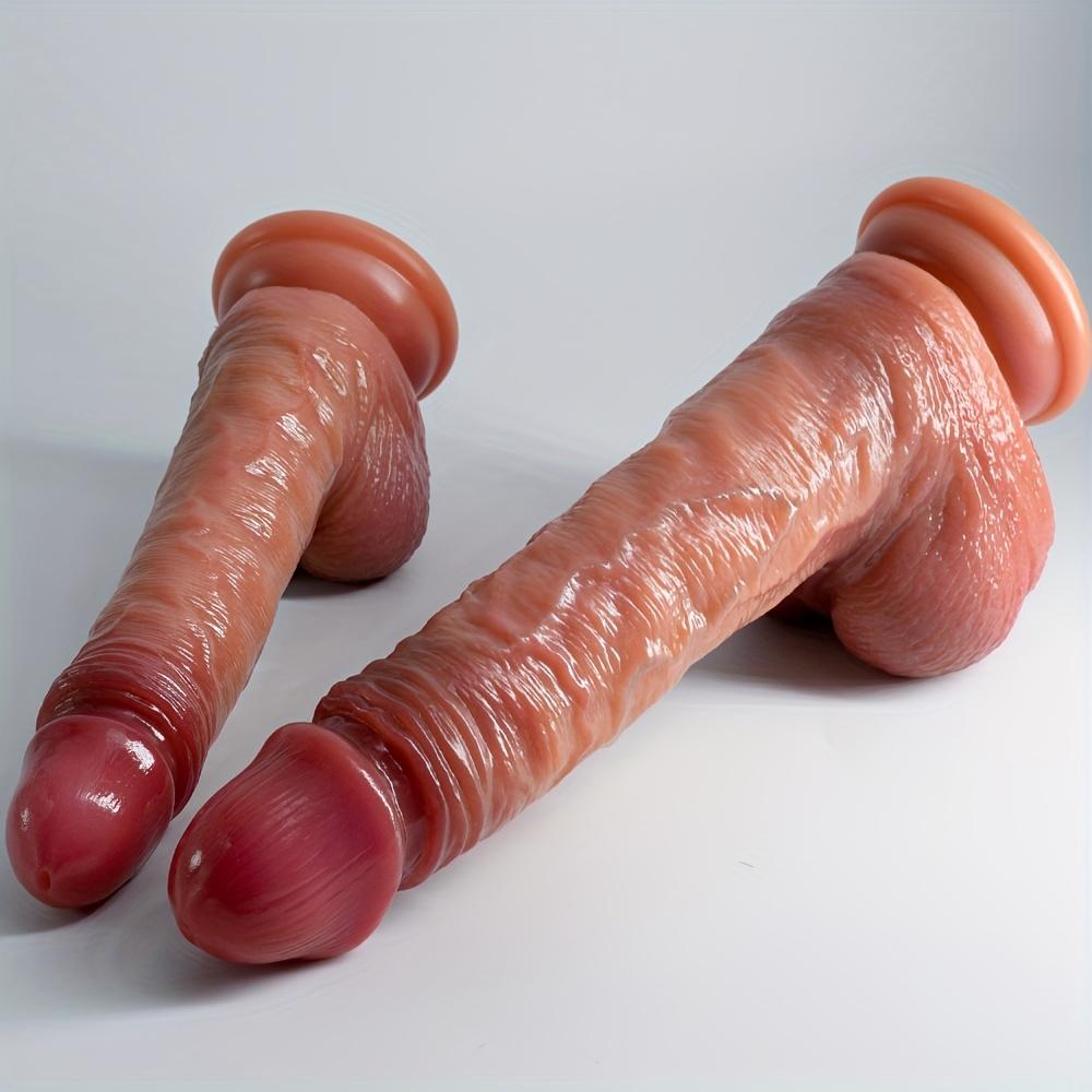 Realistic Leather-Feel Dildo with Movable Foreskin – Double-Layer Liquid Silicone, Soft Fake Penis for Women, Lifelike Texture, Waterproof & Body-Safe