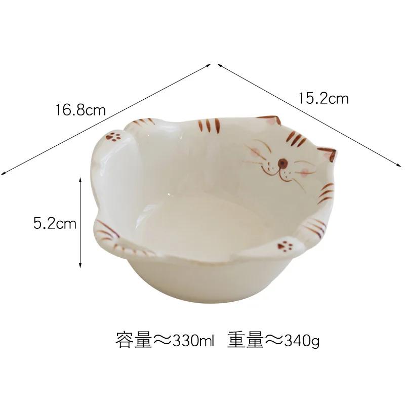 Cartoon Cat Ceramic Plate Cute Cat Shaped Dining Plate Irregular Salad Bowl Japanese Tableware Main Course Decoration Plate