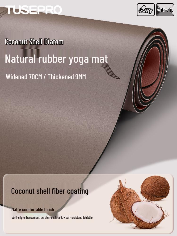 Coconut Shell Diatom Mud Yoga Mat - Natural Rubber, Non-Slip, Shock-Absorbent, Thickened PU Fitness Mat