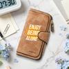 Fashion Long Wallet Enjoy Being Alone Print PU Leather Card Holder Portable Casual Zipper Purse for Daily Use