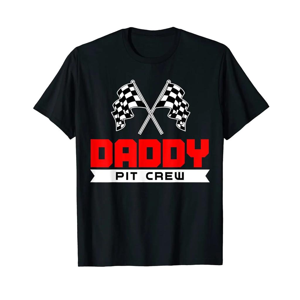 Daddy Pit Crew Funny Birthday Racing Car Race Dad Unisex T Shirt vintage Washed Slightly Soft Casual Breathable homme fashion