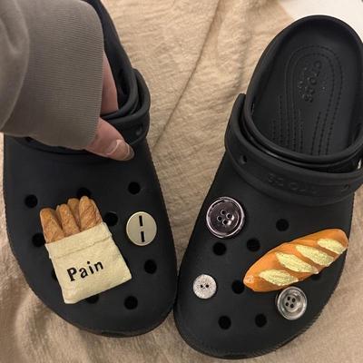 8PCS Shoe Charm for Crocs DIY 3D Cute Fun Bread Shoe Decoration Buckle for Croc Charms Hole Shoes Accessories