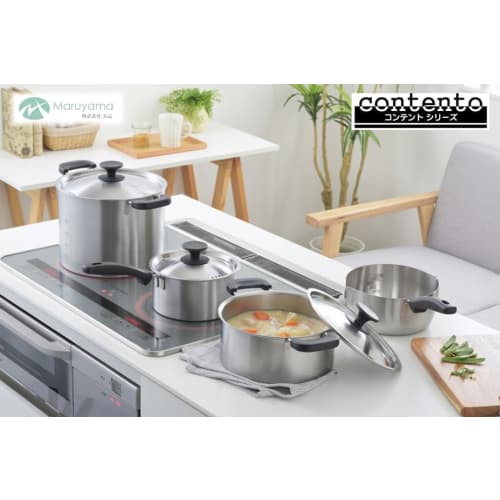 Maruyama Content Saucepan, 18cm, 2.3L, with Measuring Plate, CO3-18K, Induction and Gas Stove Compatible, Stainless Steel, One-Handed, Flat Bottom, Ma