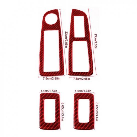 4pcs Red Carbon Fiber Window Switch Panel Sticker Trim For Chrysler 300 2005-07