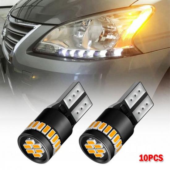 AUXITO T10 10 шт. 194 168 Canbus Светодиодные габаритные огни, боковые указатели, лампы подсветки номера Янтарно-желтые