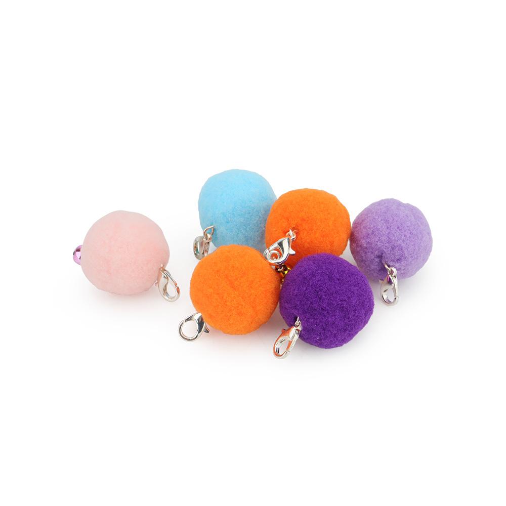12pcs Plush Ball With Bell Cat Toy Replacement Head For Cat Teaser Funny Stick Pet Toy Accessory